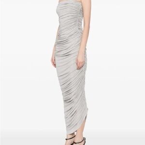 Norma Kamali Strapless Diana Gown in Light Grey